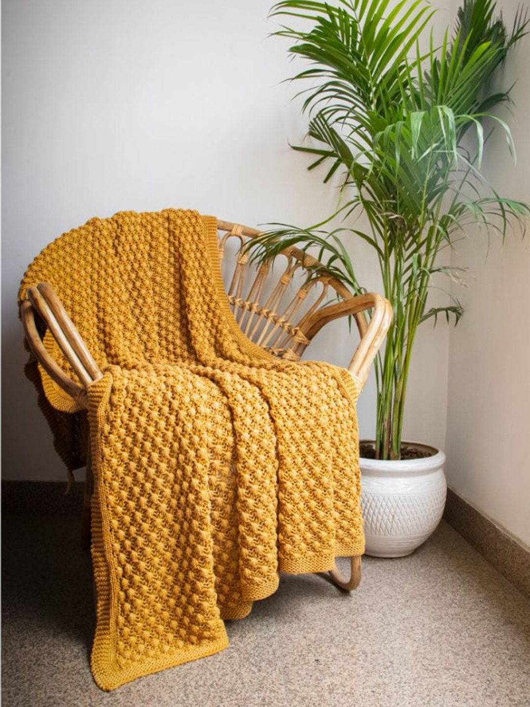 

Pluchi Mustard-Yellow Solid Cotton Throws