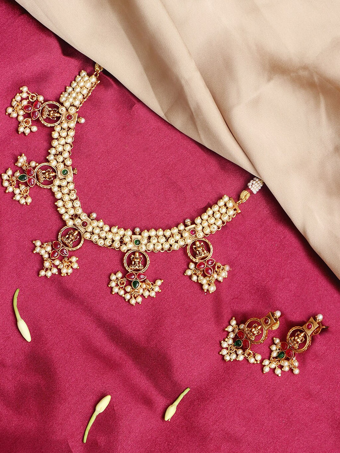 

Ishhaara Brass-Plated & Golden-coloured Jewellery Set, Gold