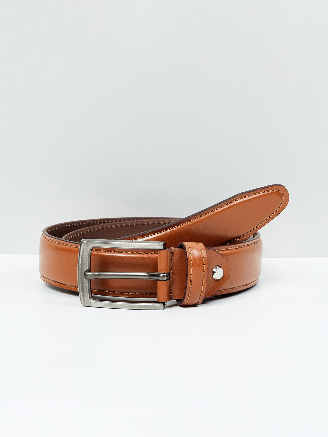 

max Men Tan Leather Formal Belt