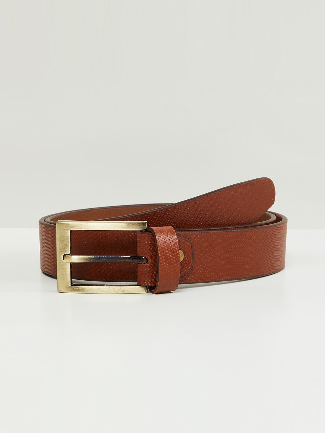 

max Men Tan Leather Formal Belt