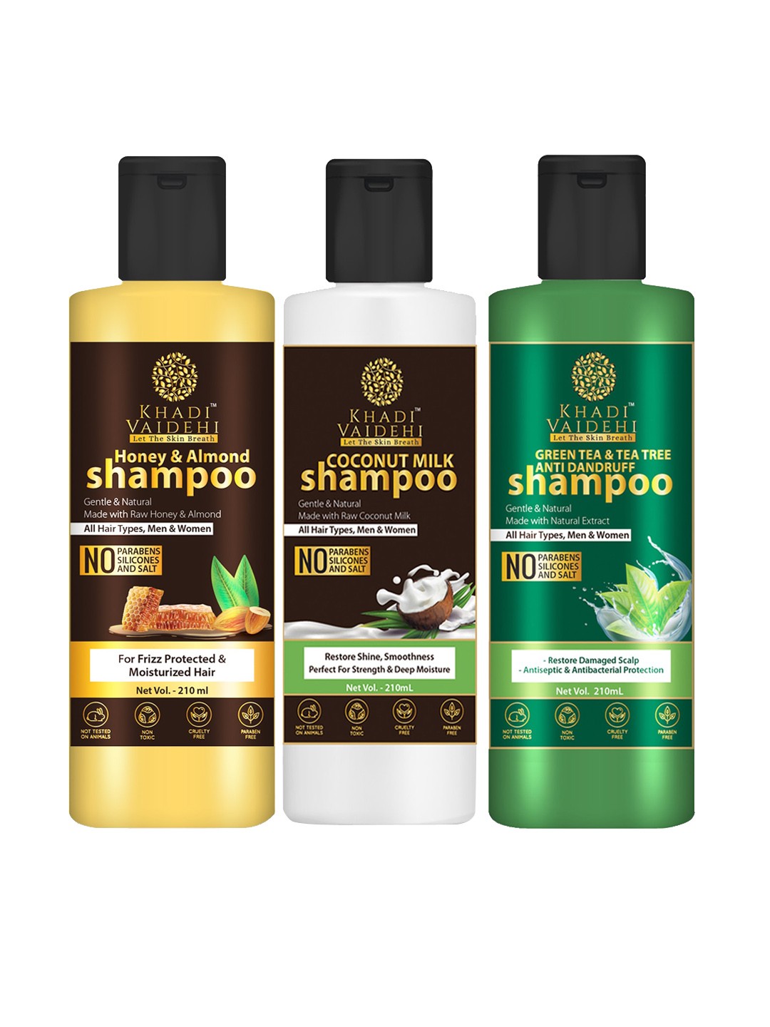 

Khadi Vaidehi Set Of 3 Shampoo For Men & Women 630 ml, Multi