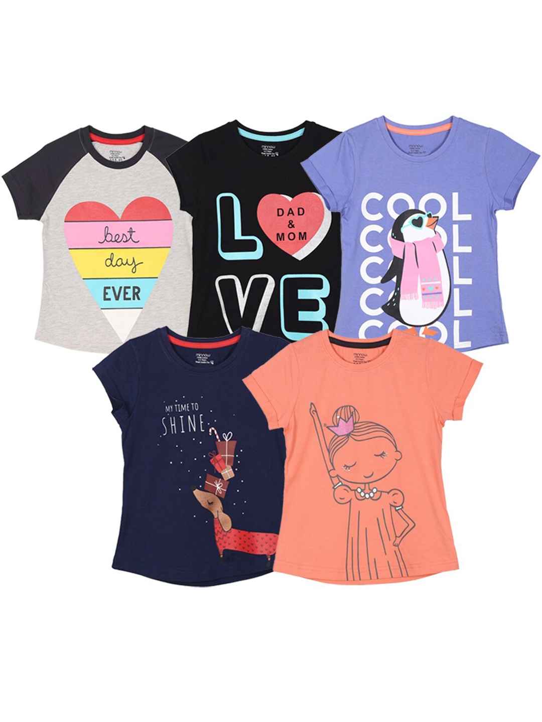 

minnow Girls Multicoloured 5 Printed T-shirt, Multi