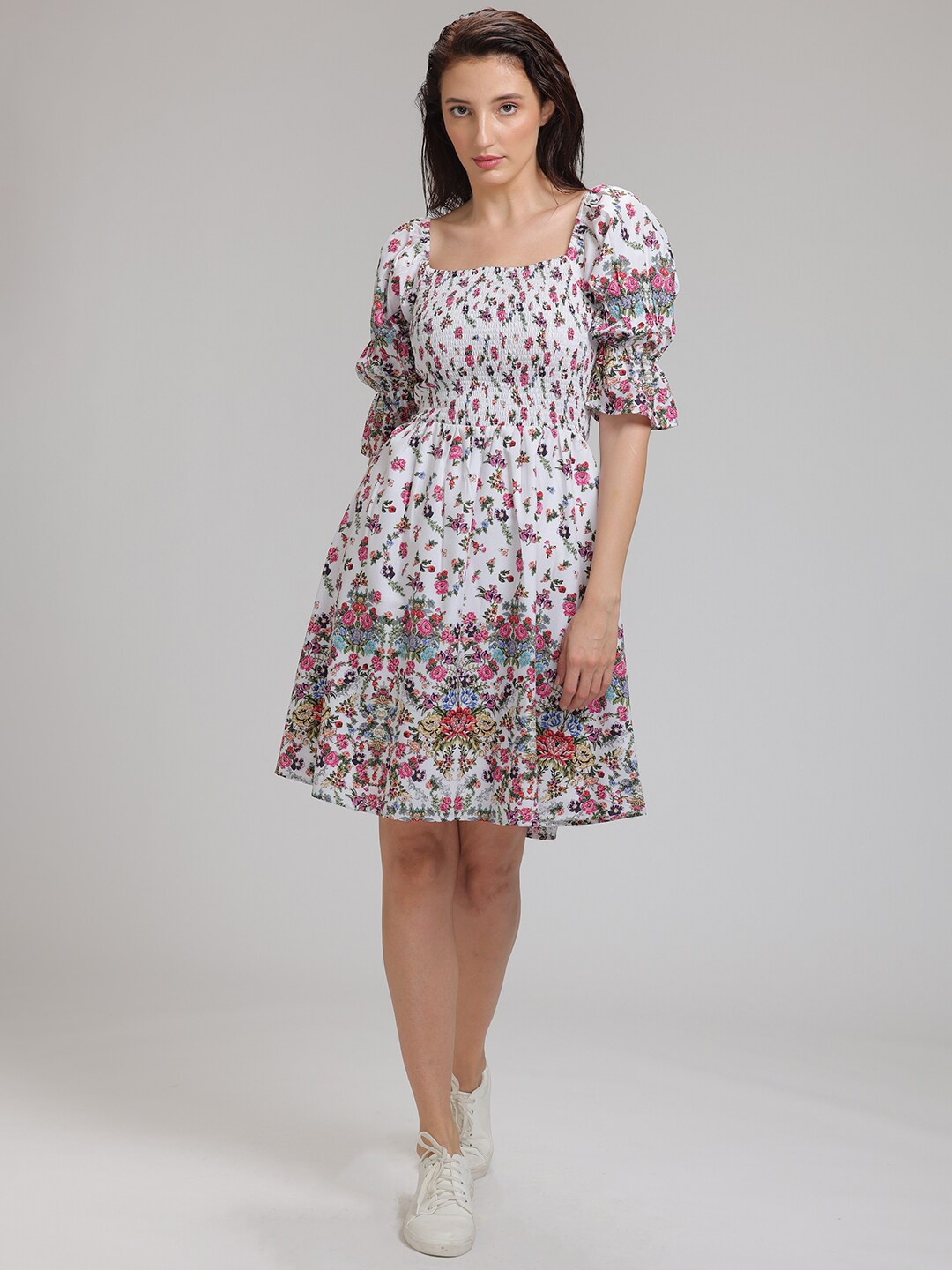 

SHAYE Women White Floral Dress