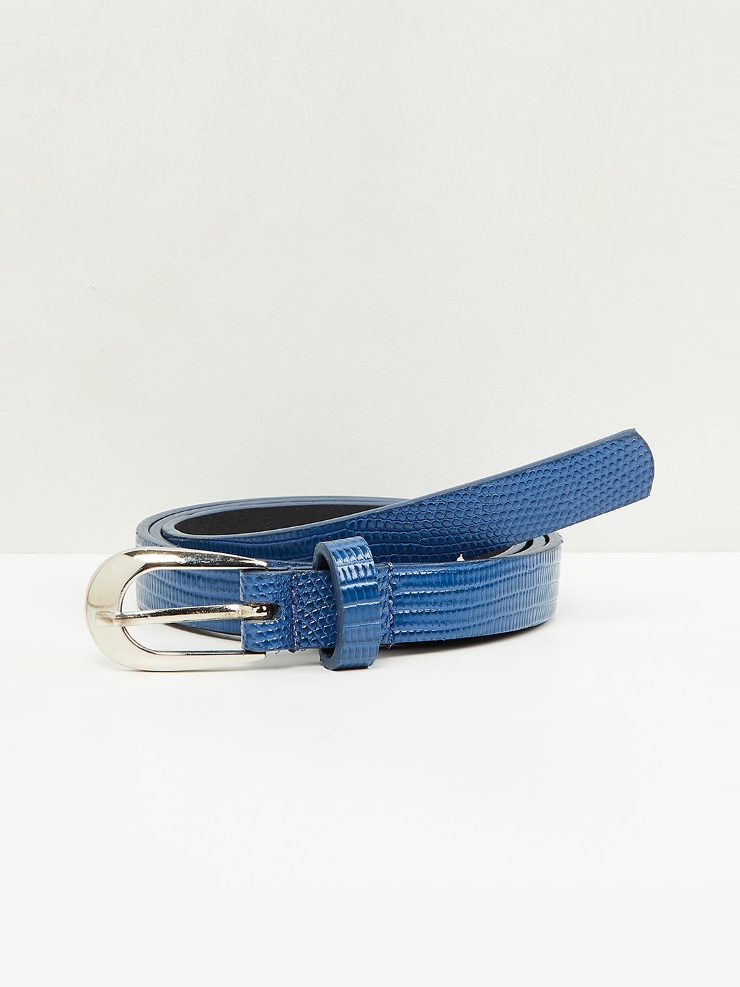 

max Women Blue Textured PU Formal Belt