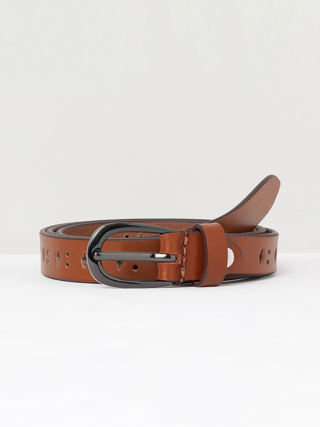

max Women Tan Textured PU Belt
