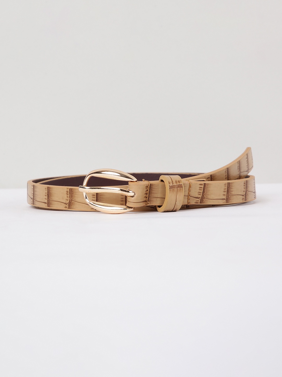 

max Women Textured PU Belt, Beige