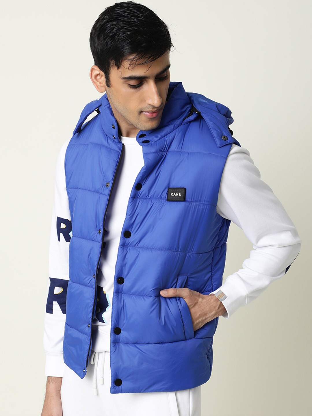 

RARE RABBIT Men Depot Puffer Solid Padded Jacket, Blue