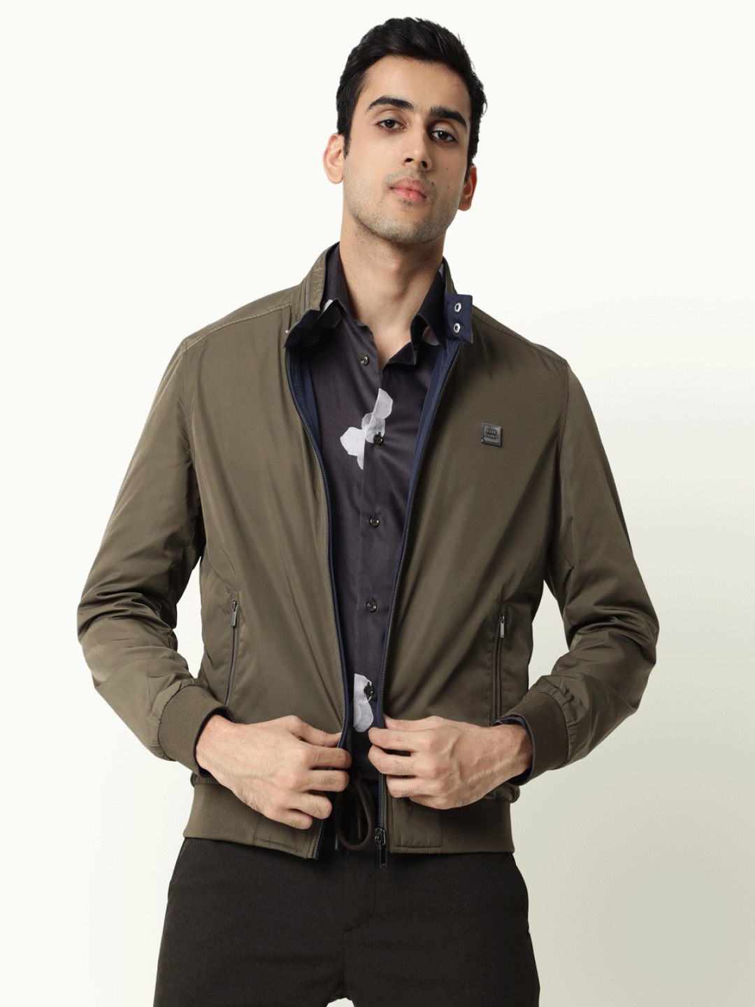 

RARE RABBIT Men Royban Regular Fit Solid Bomber Jacket, Olive