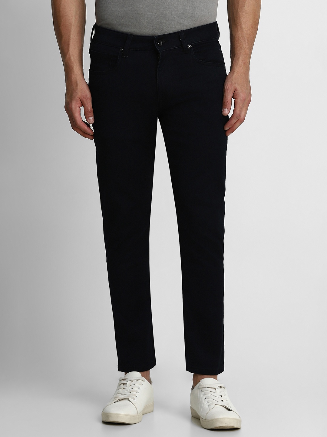 

Louis Philippe Jeans Men Navy Blue Slim Fit Low-Rise Light Fade Stretchable Jeans