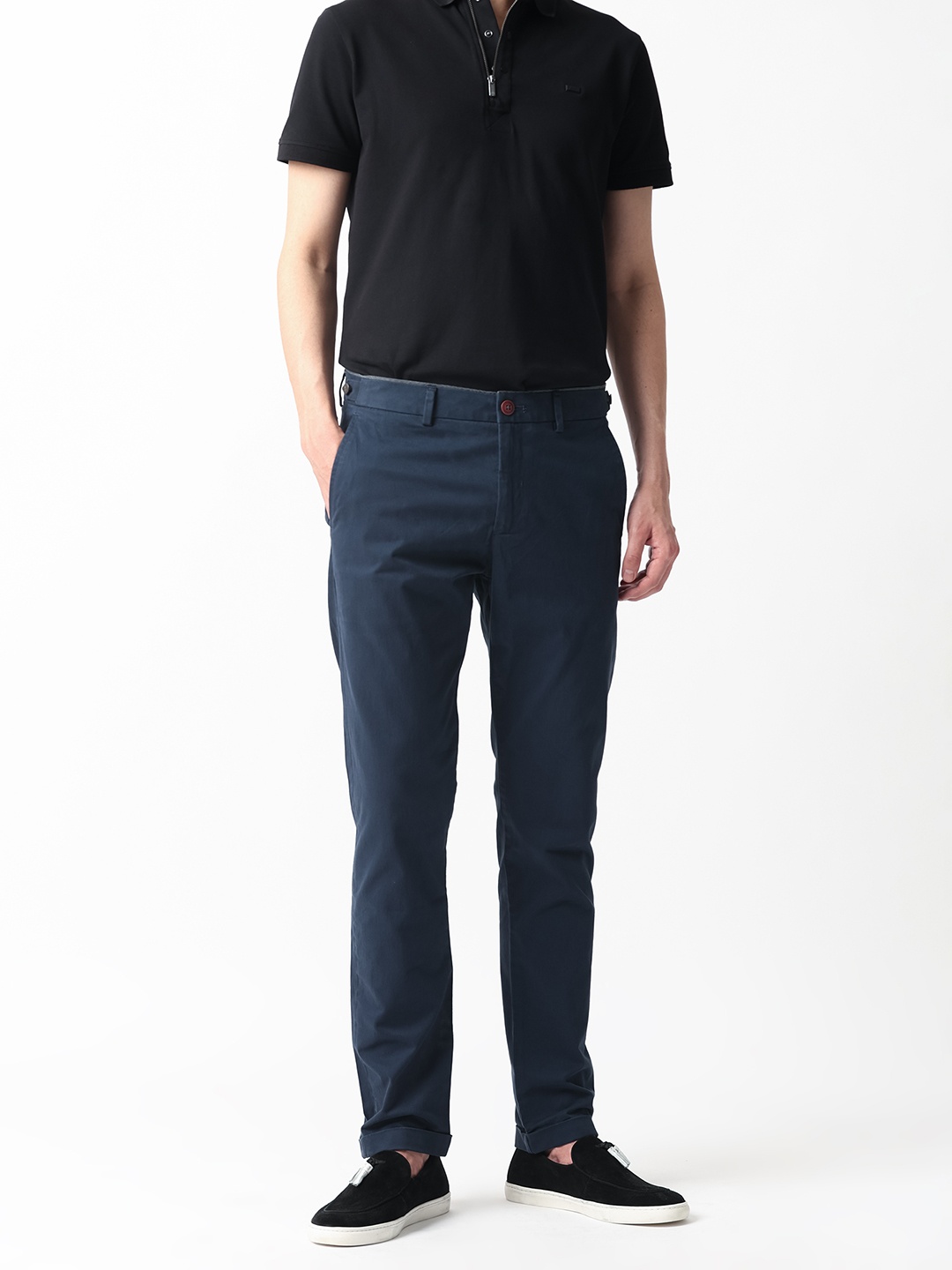 

RARE RABBIT Men Trews-22 Mid-Rise Slim Fit Cargo Trouser, Navy blue