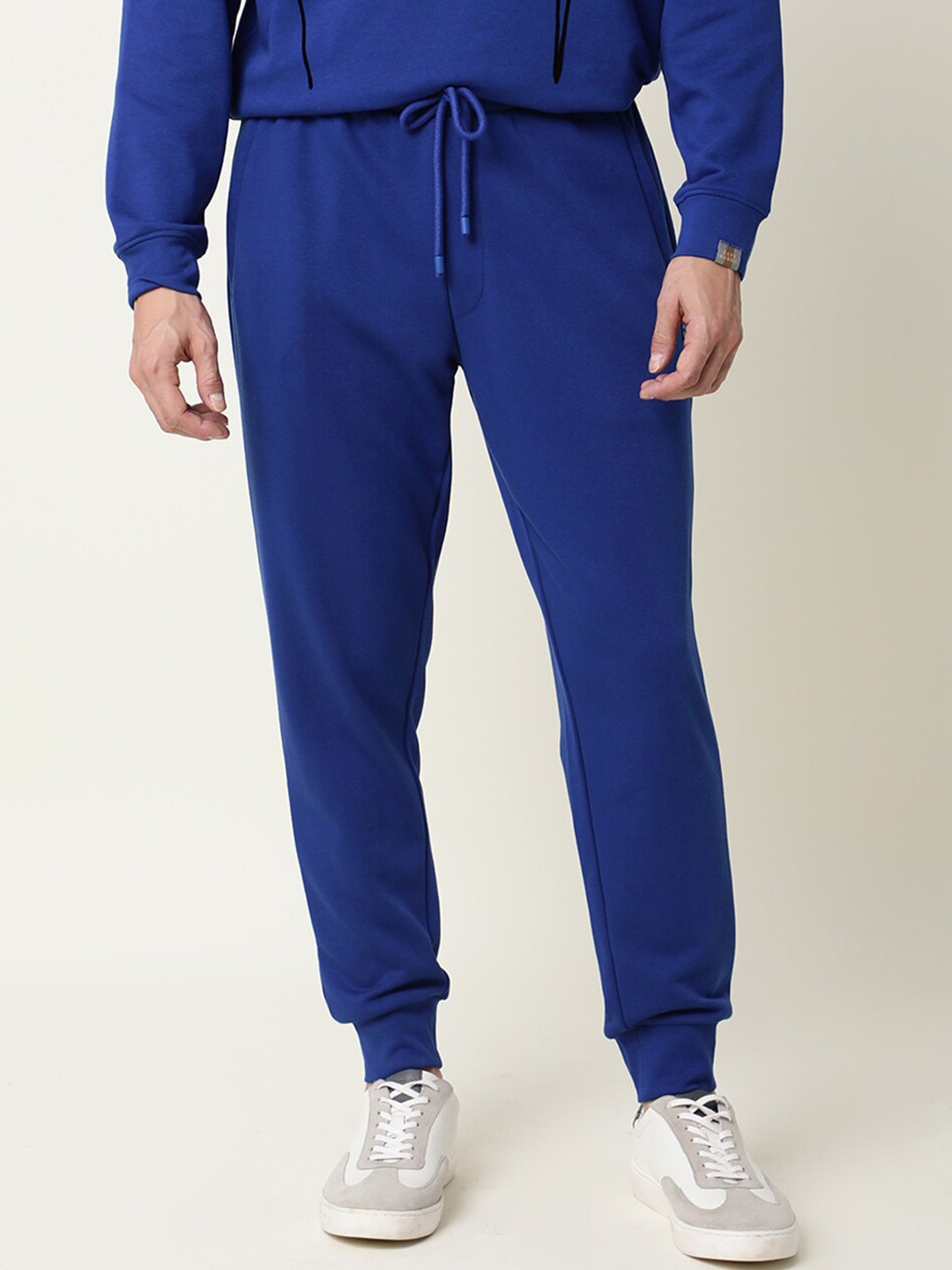 

RARE RABBIT Men Titan Slim Fit Solid Cotton jogger, Blue