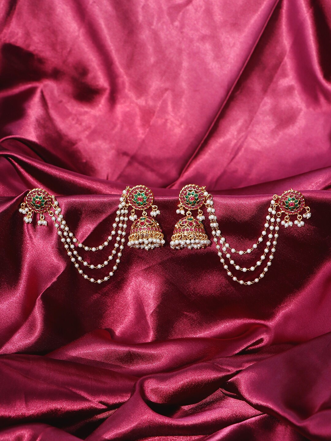 

Ishhaara Women Gold-Toned Dome Shaped Jhumkas Earrings