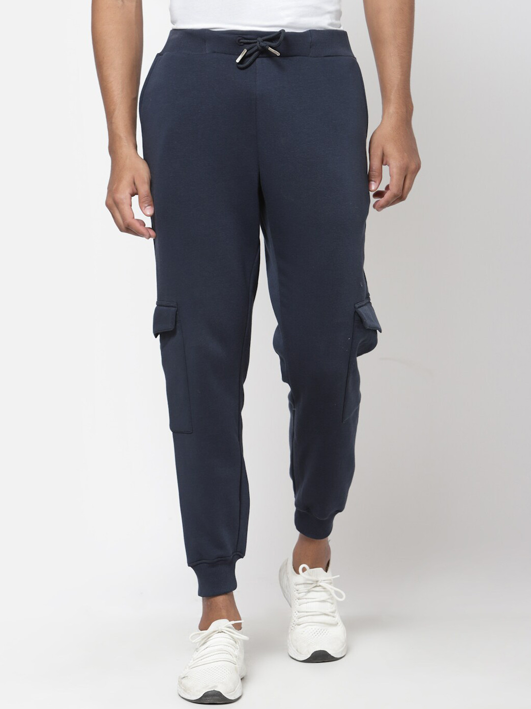 

YOONOY Men Navy Blue Solid Relaxed-Fit Drawstrings Jogger