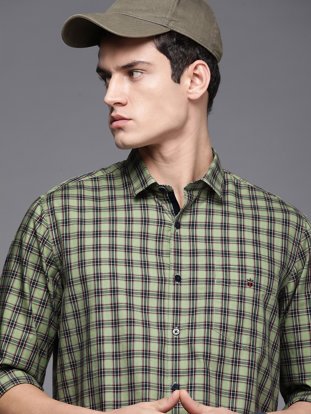 

Louis Philippe Sport Men Green Slim-Fit Tartan Checked Pure Cotton Casual Shirt