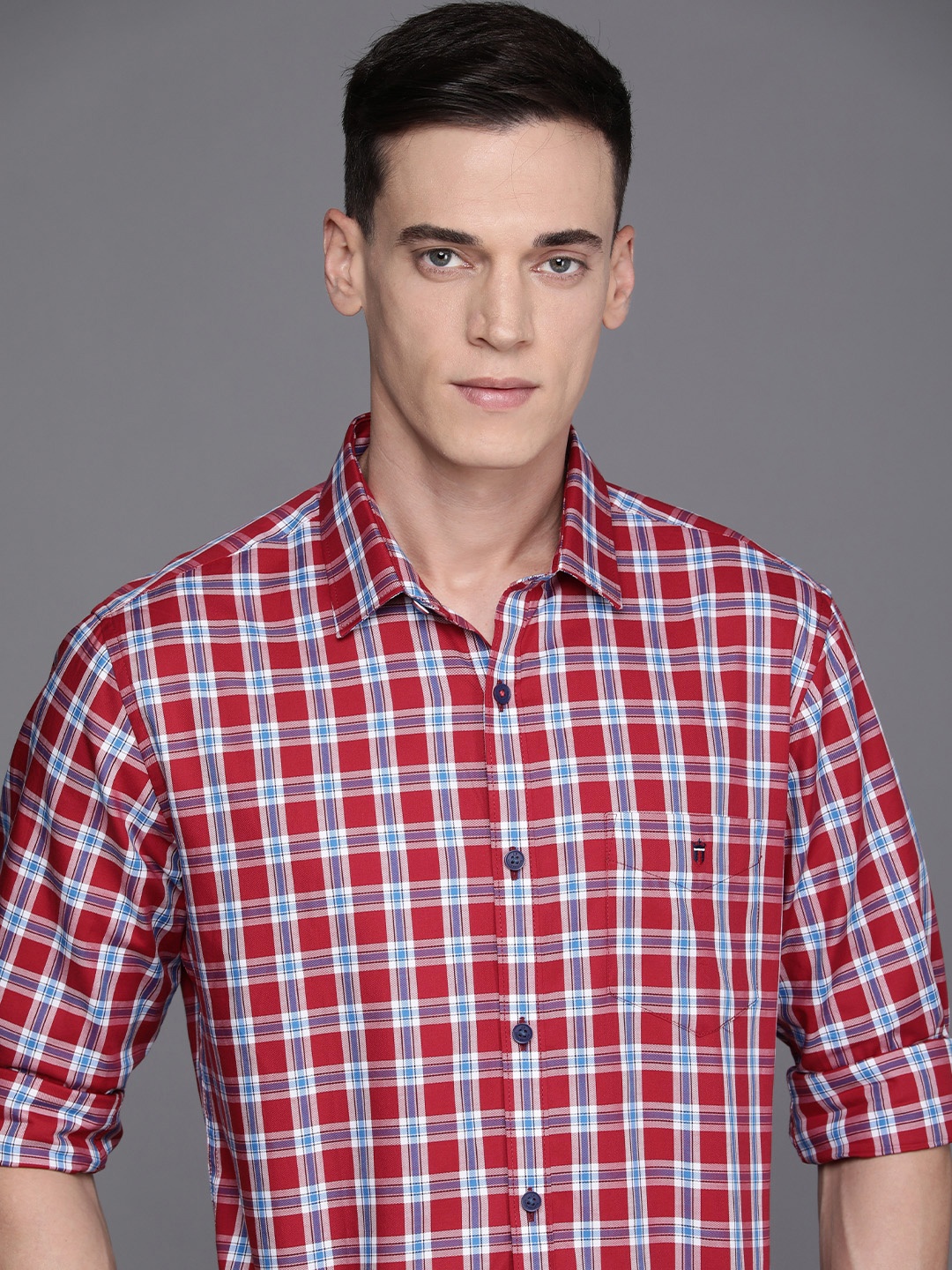 

Louis Philippe Sport Men Red Slim Fit Checked Casual Shirt