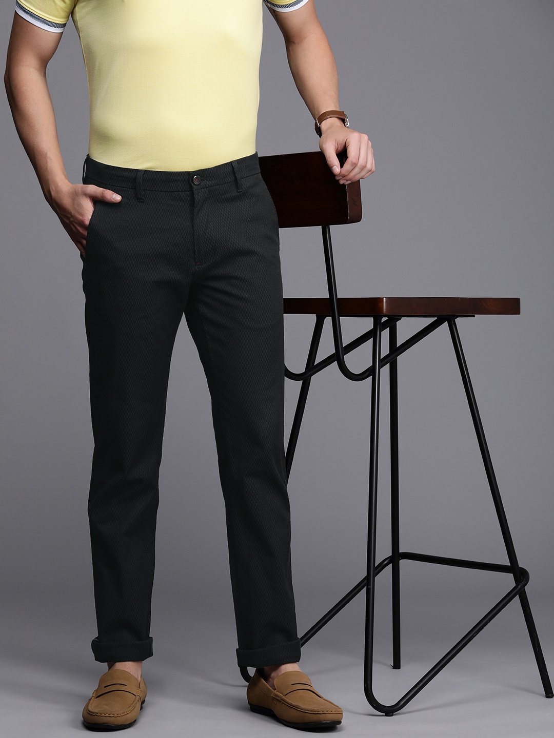 

Louis Philippe Sport Men Black Textured Slim Fit Trousers