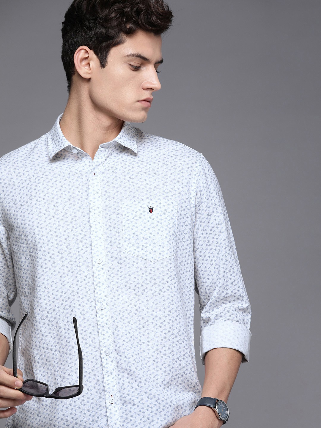

Louis Philippe Sport Men White & Blue Slim-Fit Printed Casual Shirt