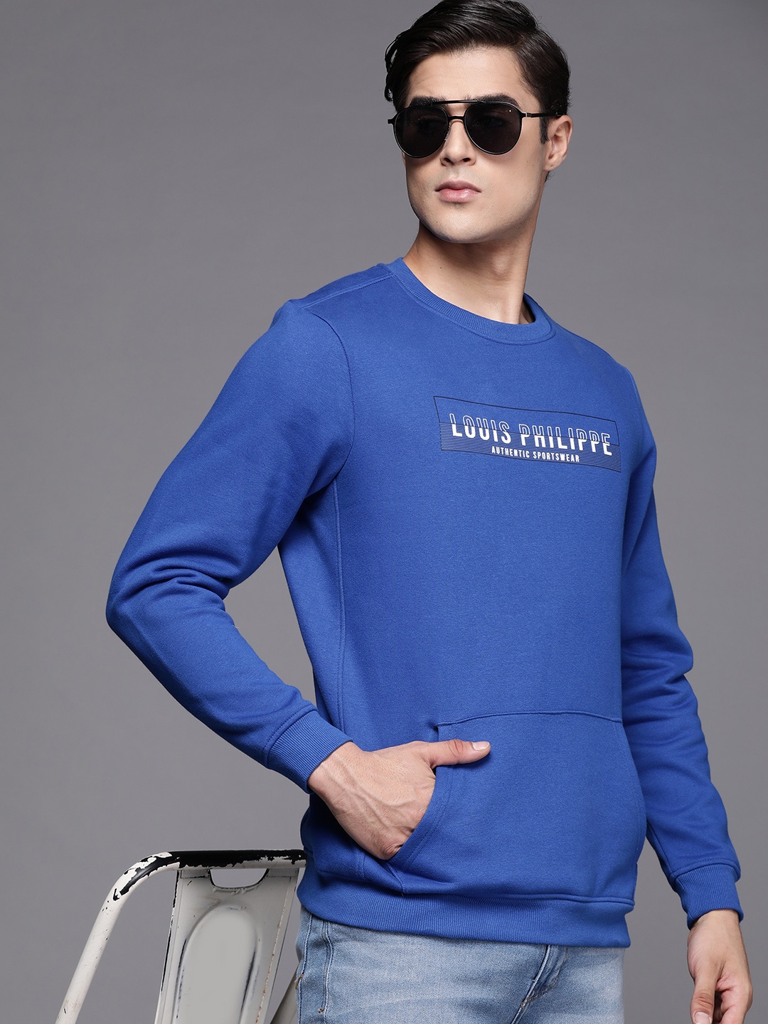 

Louis Philippe Sport Men Brand Logo Printed Sweatshirt, Blue