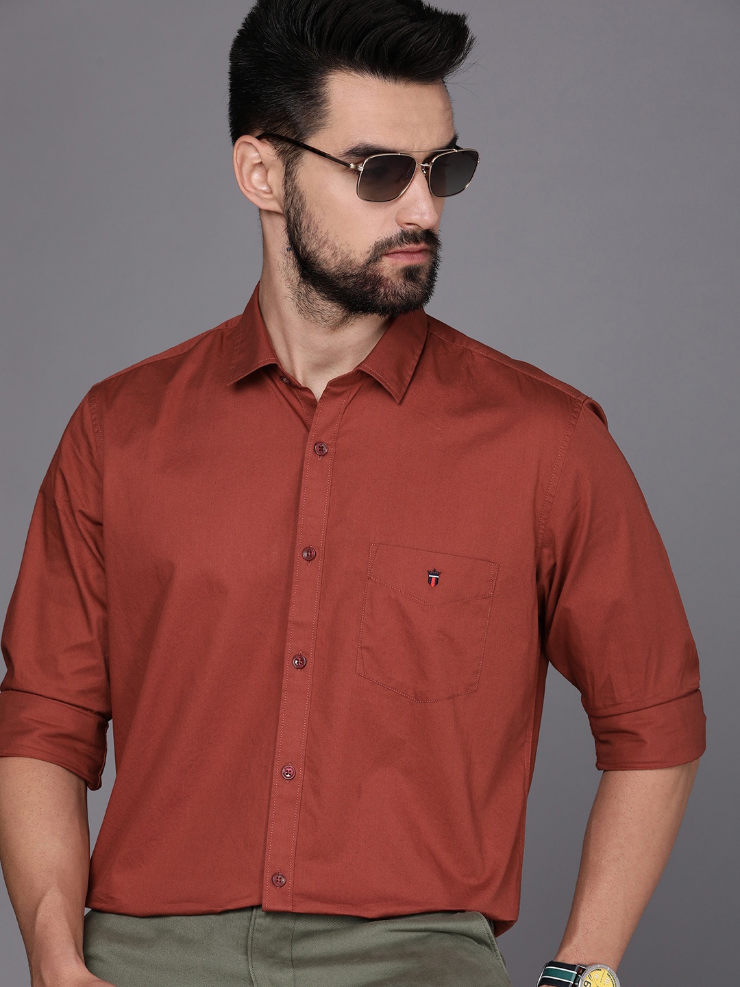 

Louis Philippe Sport Pure Cotton Slim Fit Casual Shirt, Rust