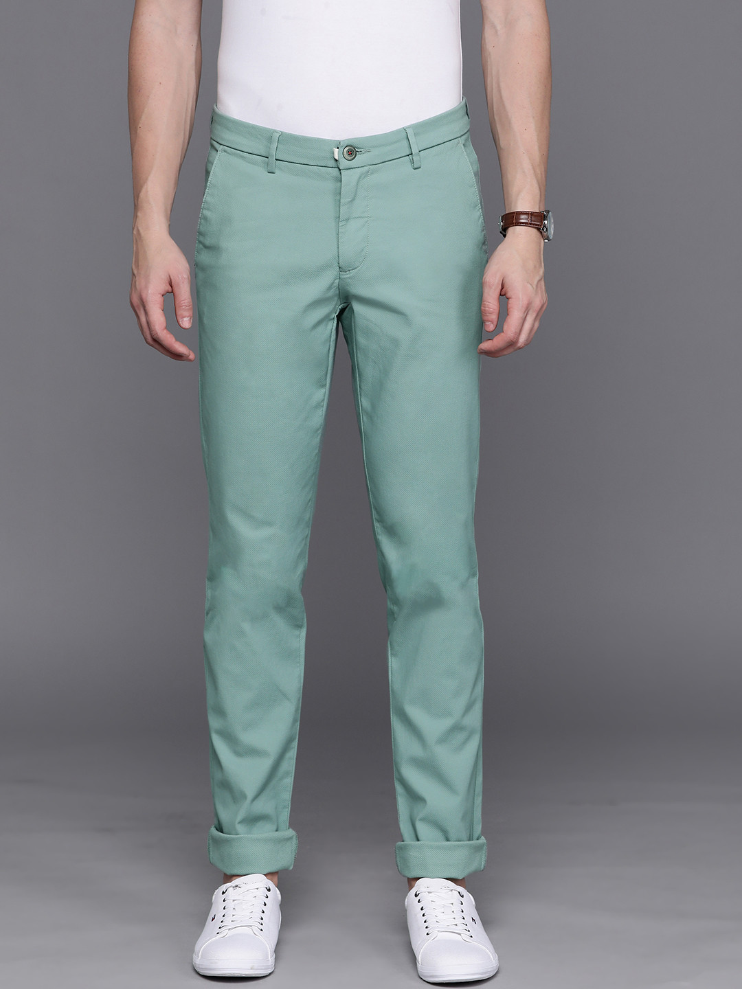 

Louis Philippe Sport Men Slim Fit Trousers, Sea green