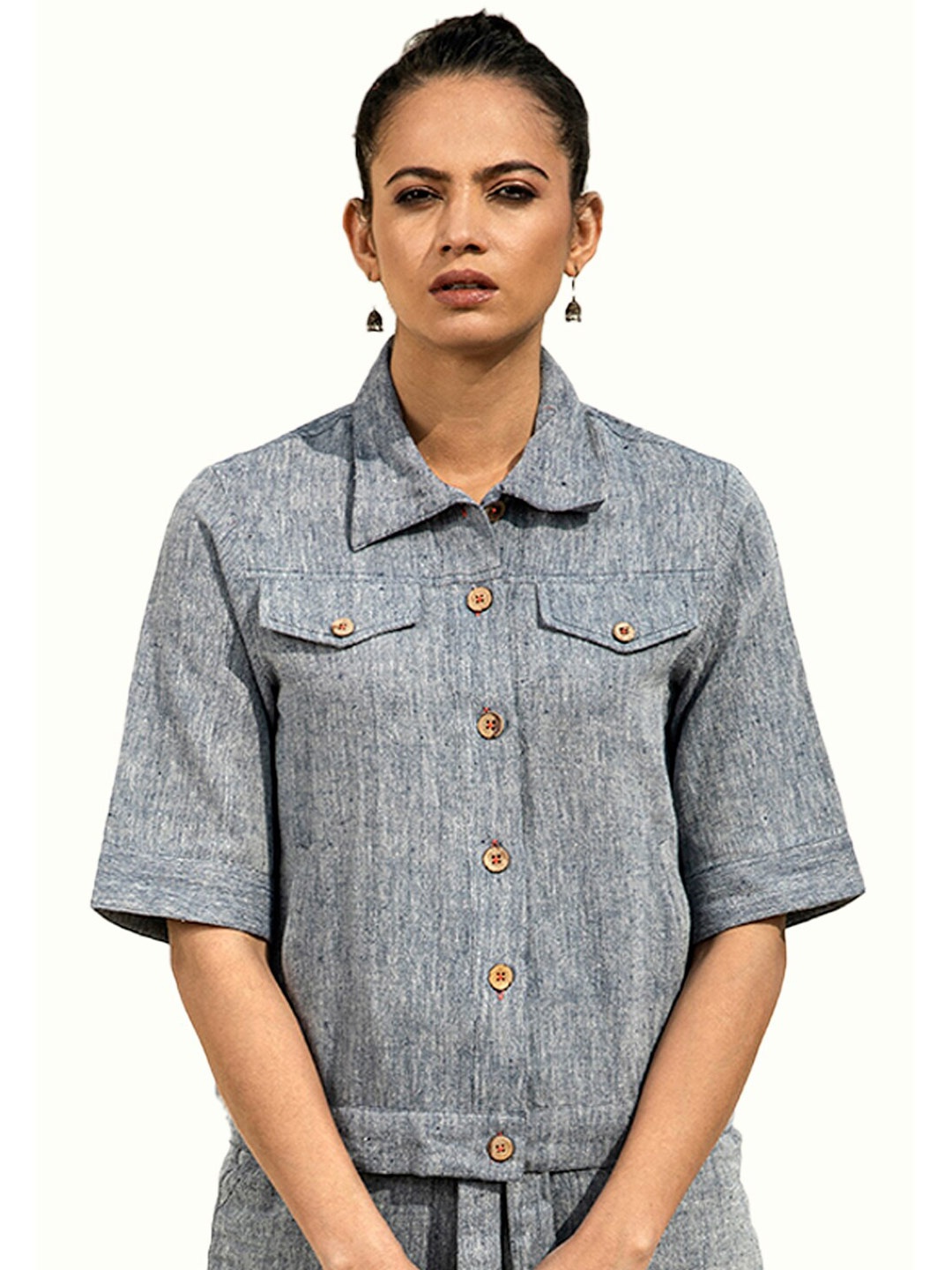 

Lake Peace Women Blue Shirt Style Top