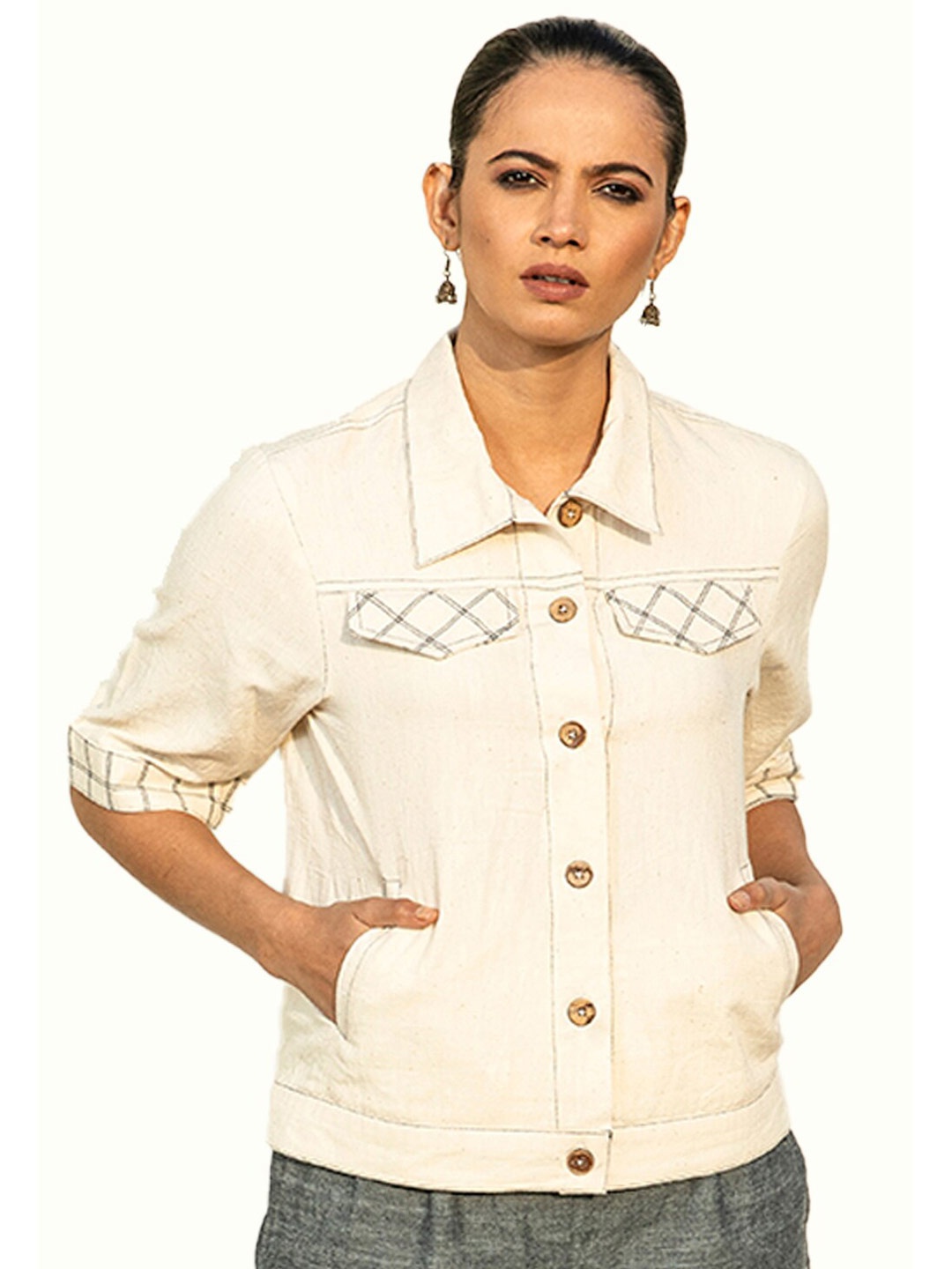 

Lake Peace Women Off White Shirt Style Top
