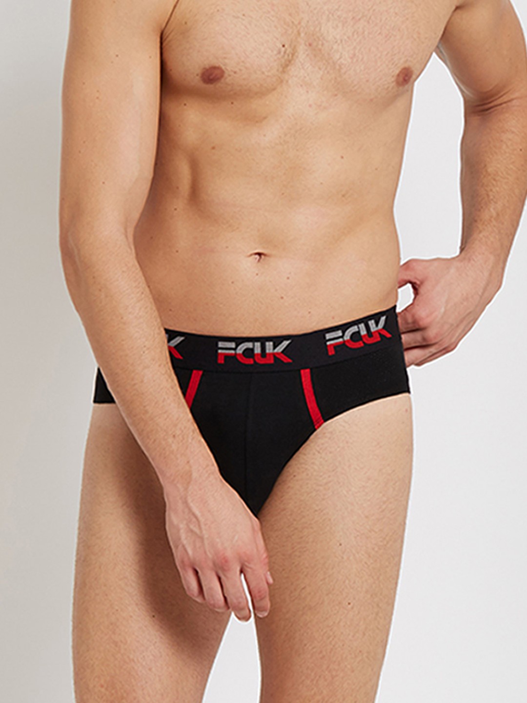 

FCUK Men Black Solid Briefs CBR09