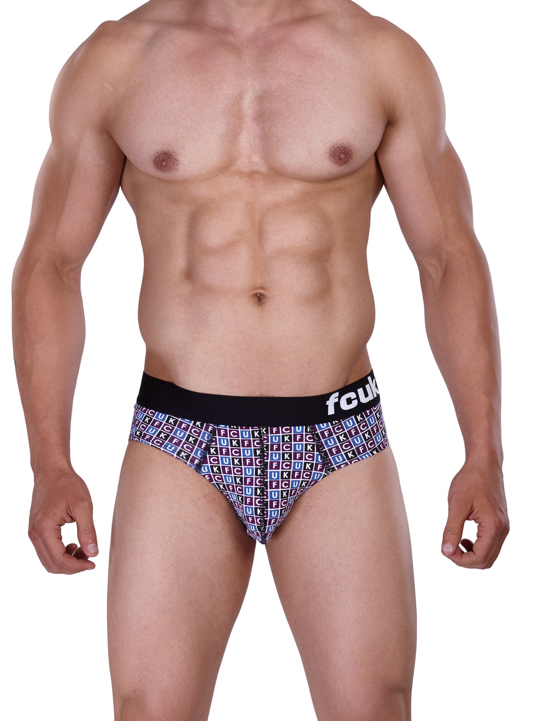

FCUK Men Purple Checked Briefs M1AAC