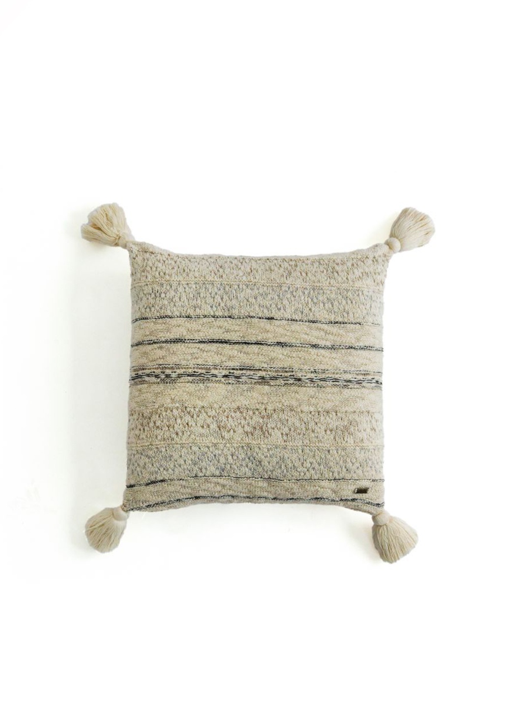 

Pluchi Off White & Grey Self Design Square Pure Cotton Knitted Cushion Cover