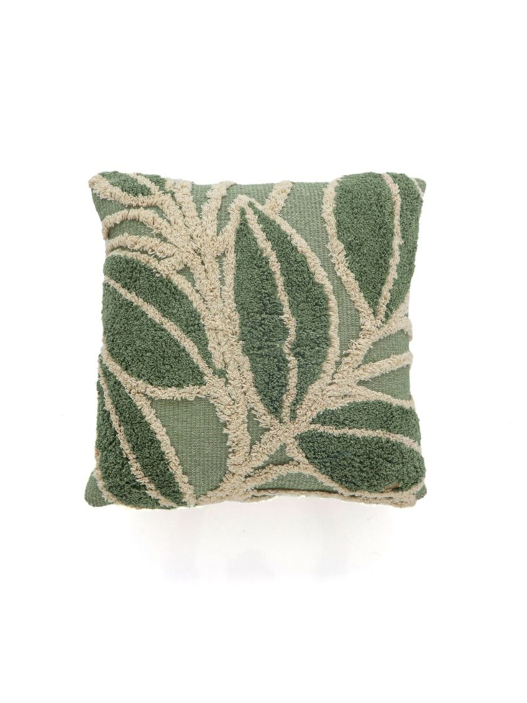 

Pluchi Green & Cream-Coloured Square Knitted Cushion Cover
