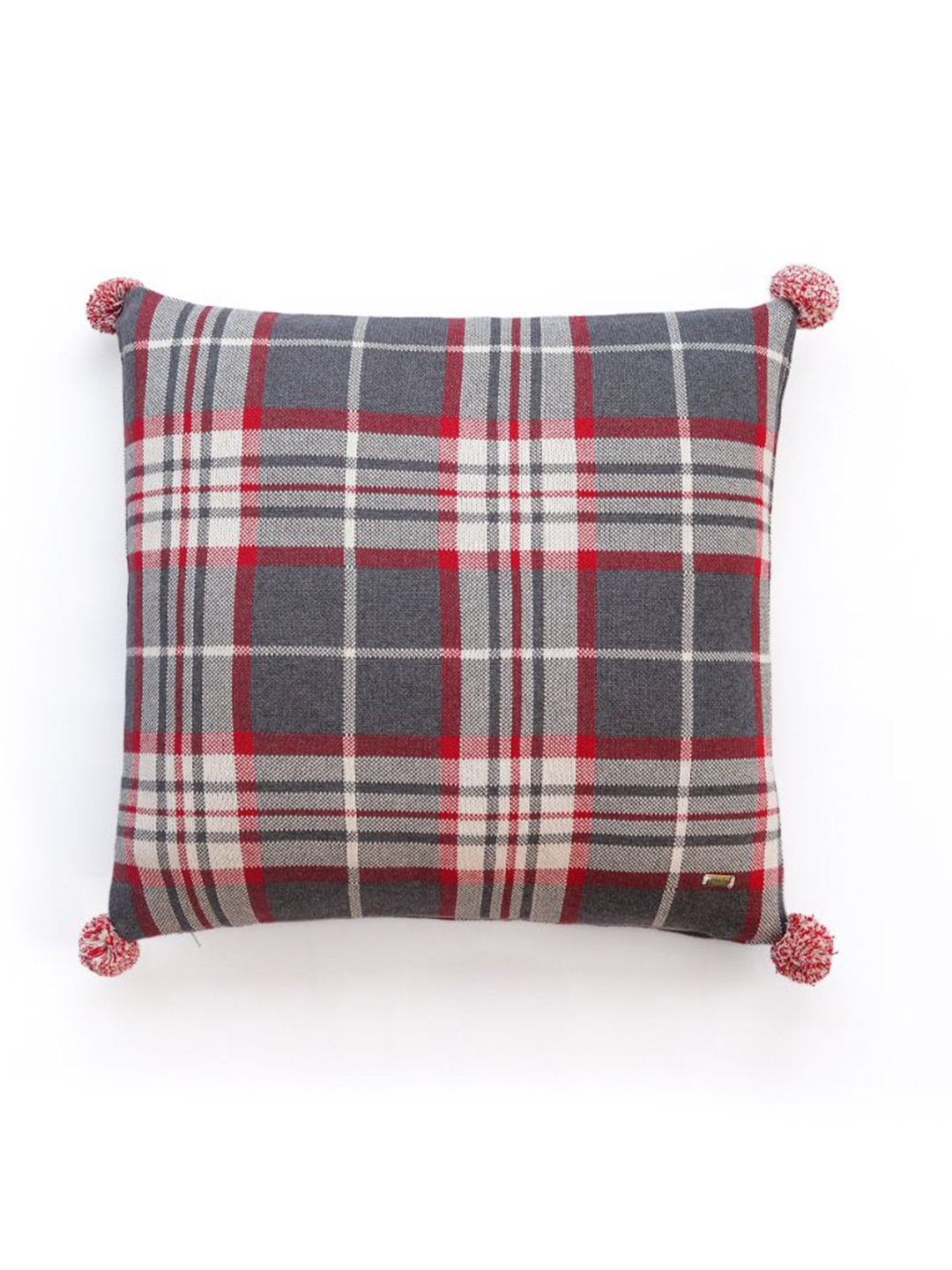 

Pluchi Red & Grey Checked Square Pure Cotton Knitted Cushion Cover