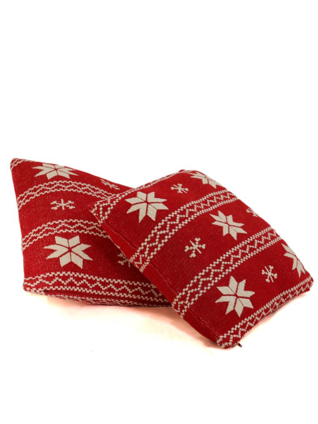 

Pluchi Red & White Floral Square Pure Cotton Knitted Cushion Cover