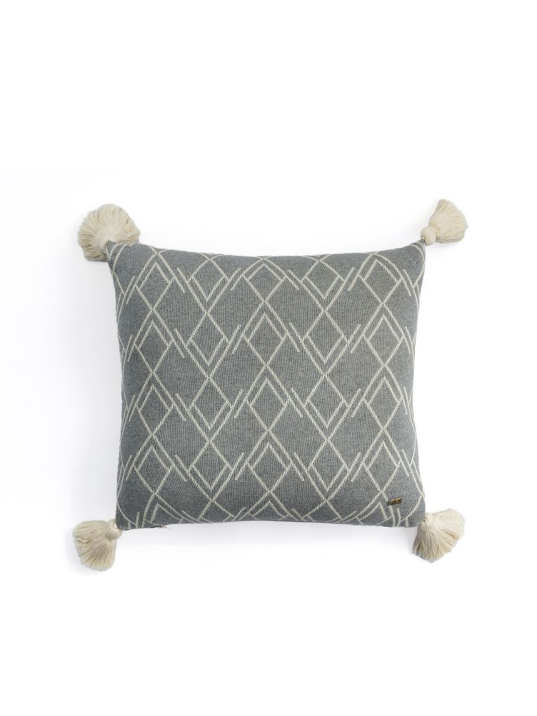 

Pluchi Grey Melange & White Geometric Pure Cotton Square Cushion Cover
