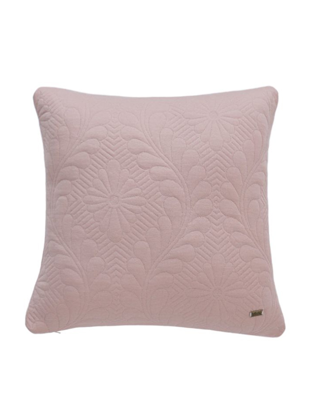 

Pluchi Pink Floral Quilted Square Cotton Knitted Cushion Cover