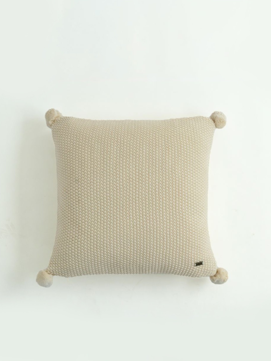 

Pluchi Cream-Colored Cotton Knitted Square Cushion Cover