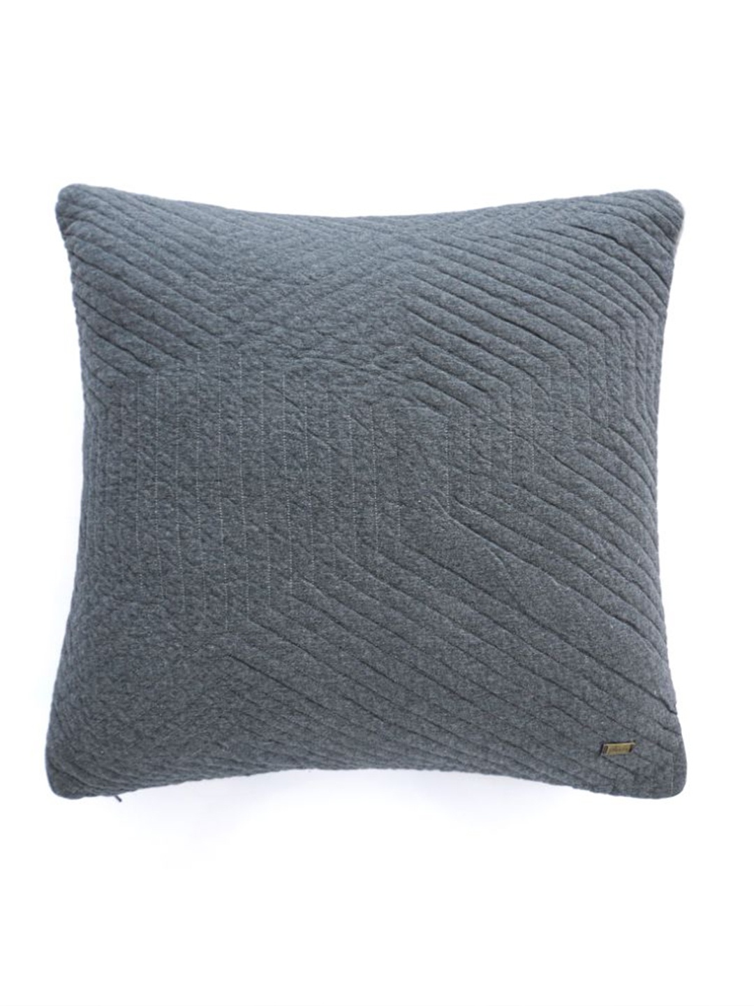 

Pluchi Grey Melange Striped Square Cotton Knitted Cushion Cover