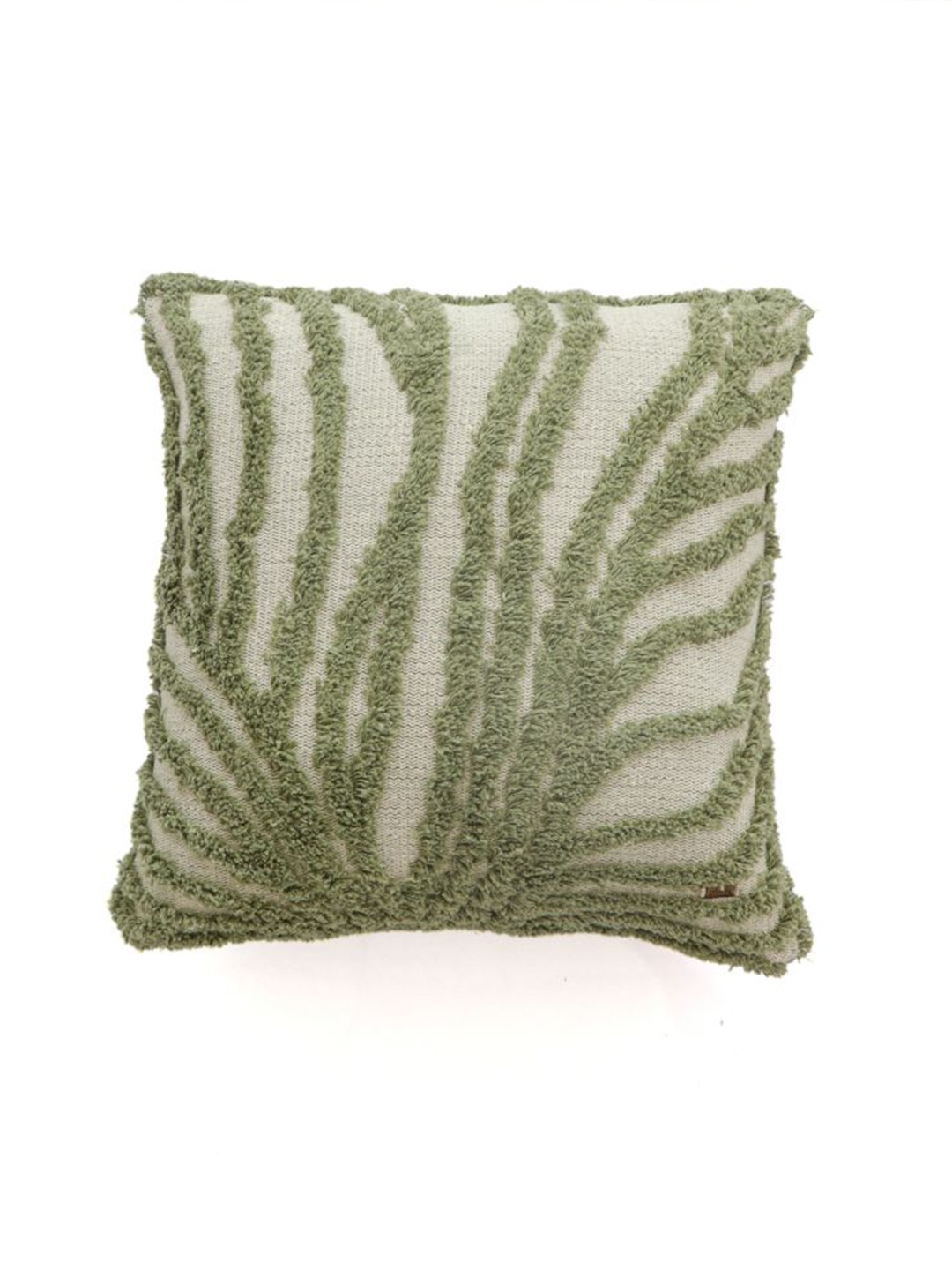 

Pluchi Grey & Green Embroidered Square Cotton Knitted Cushion Cover