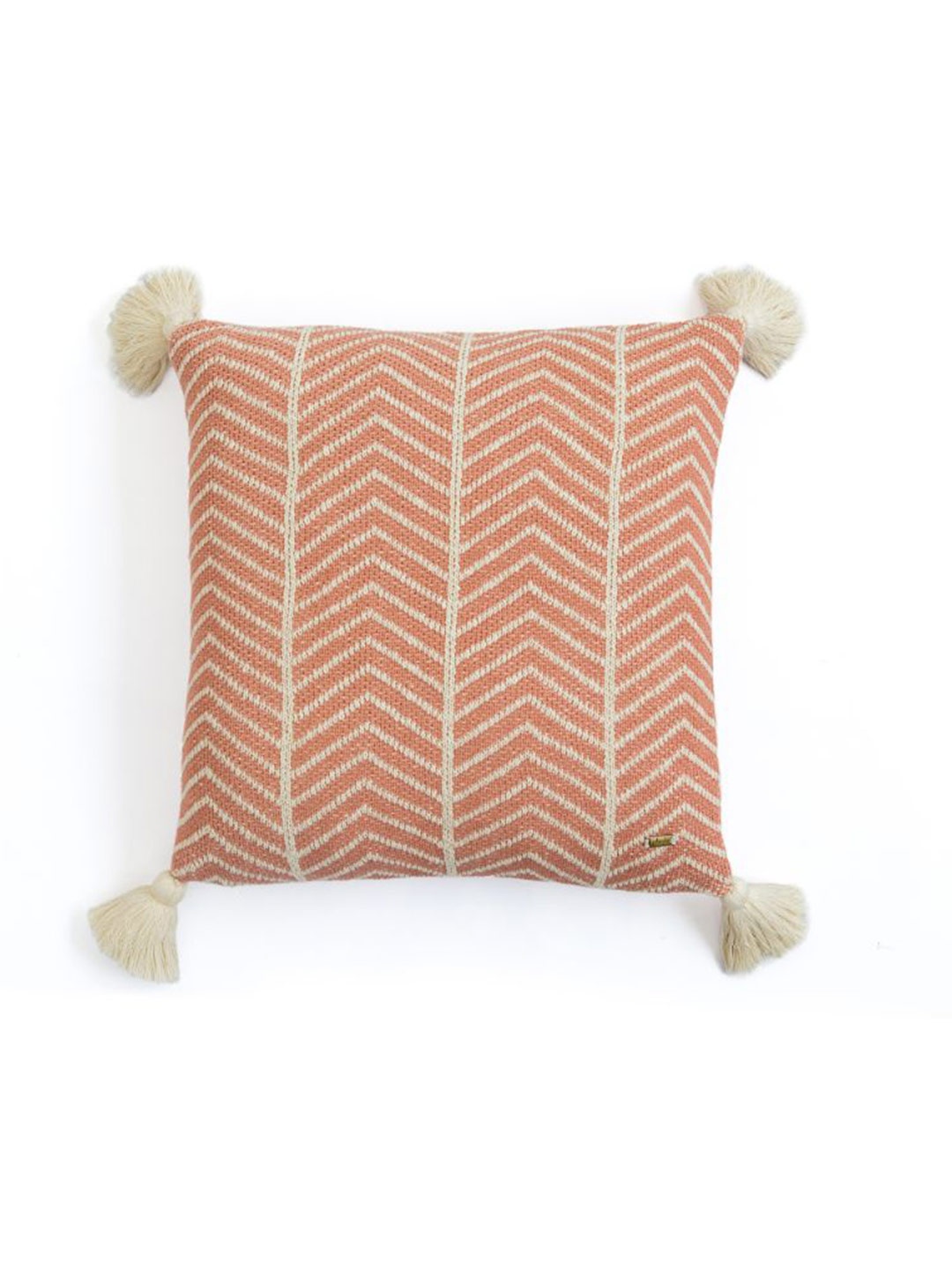 

Pluchi Orange & Cream-Coloured Embroidered Square Cotton Cushion Covers