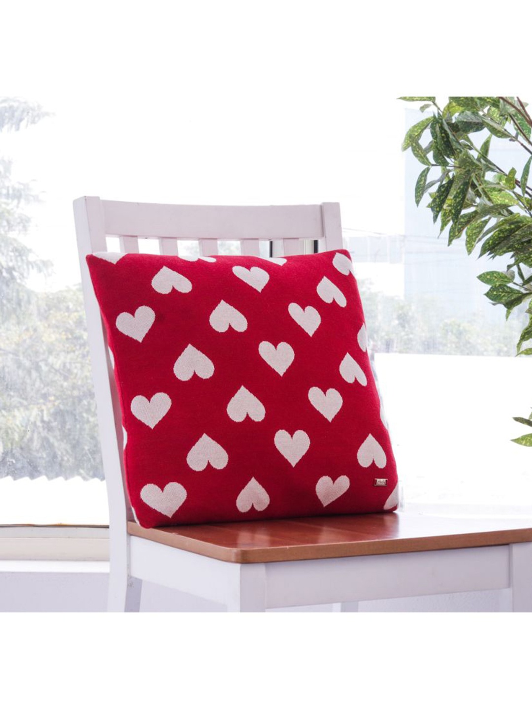 

Pluchi Red & White Square Cushion Covers