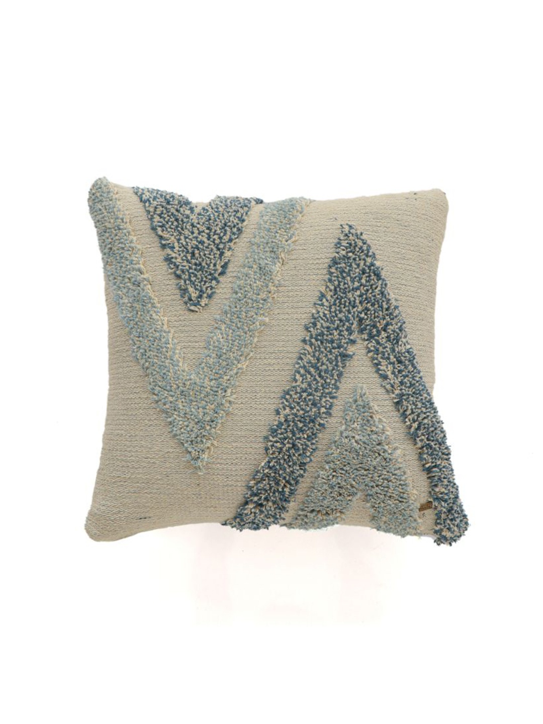 

Pluchi Cream-Coloured & Blue Geometric Square Cushion Covers
