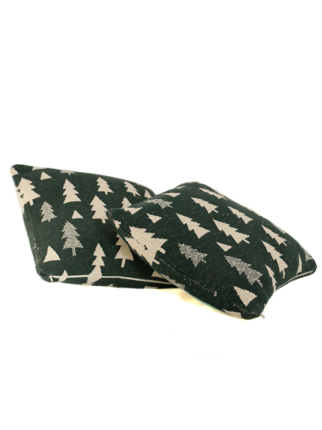 

Pluchi Green & White Square Cotton Cushion Covers