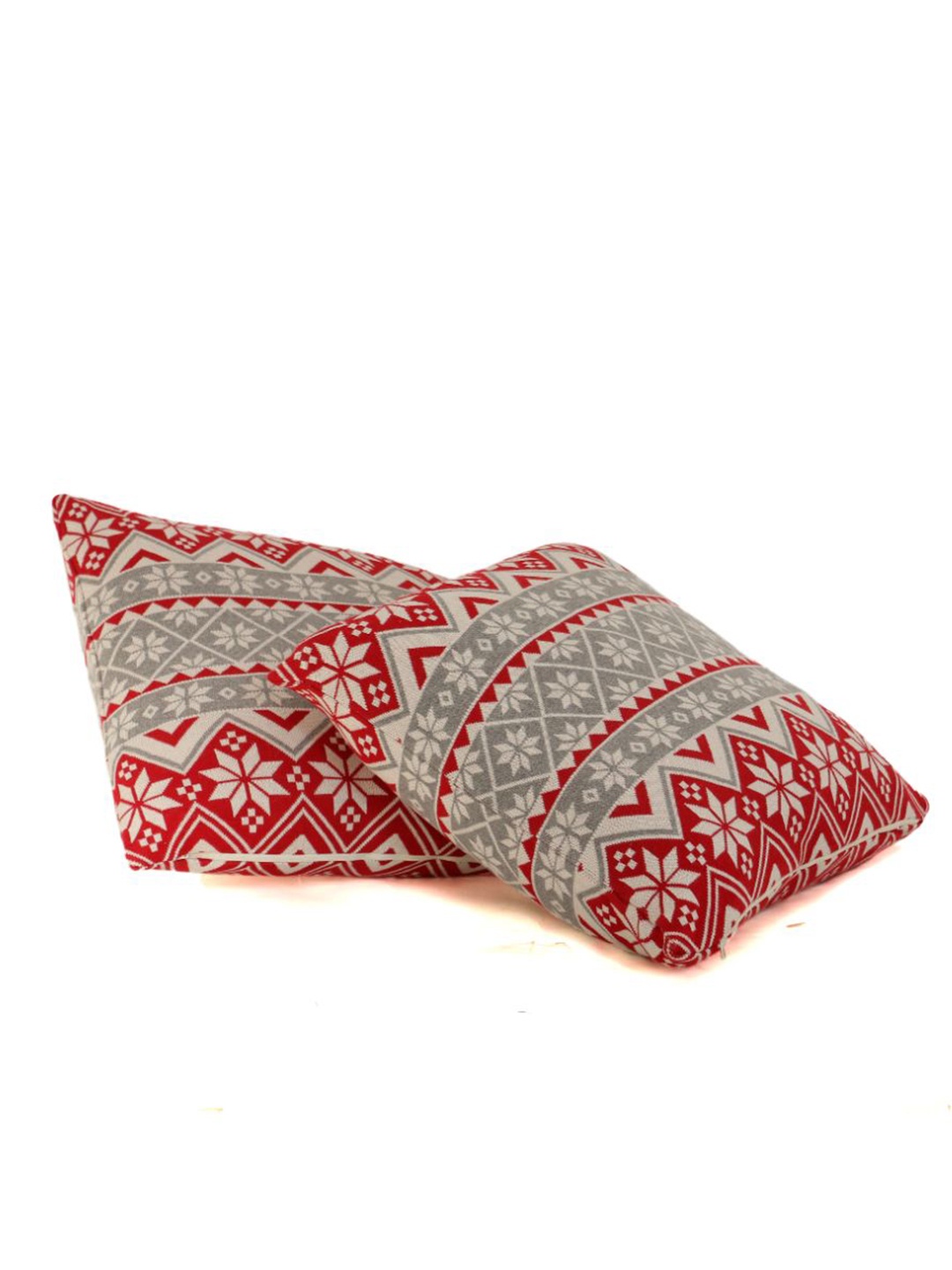 

Pluchi Red & White Ethnic Motifs Square Cotton Cushion Covers