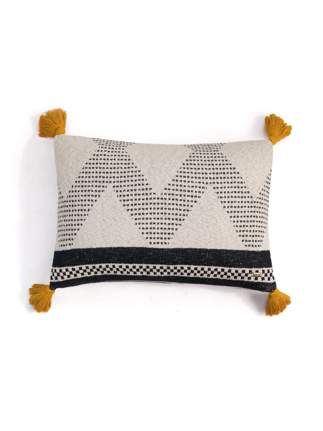 

Pluchi Off White & Black Embroidered Rectangle Cotton Cushion Covers