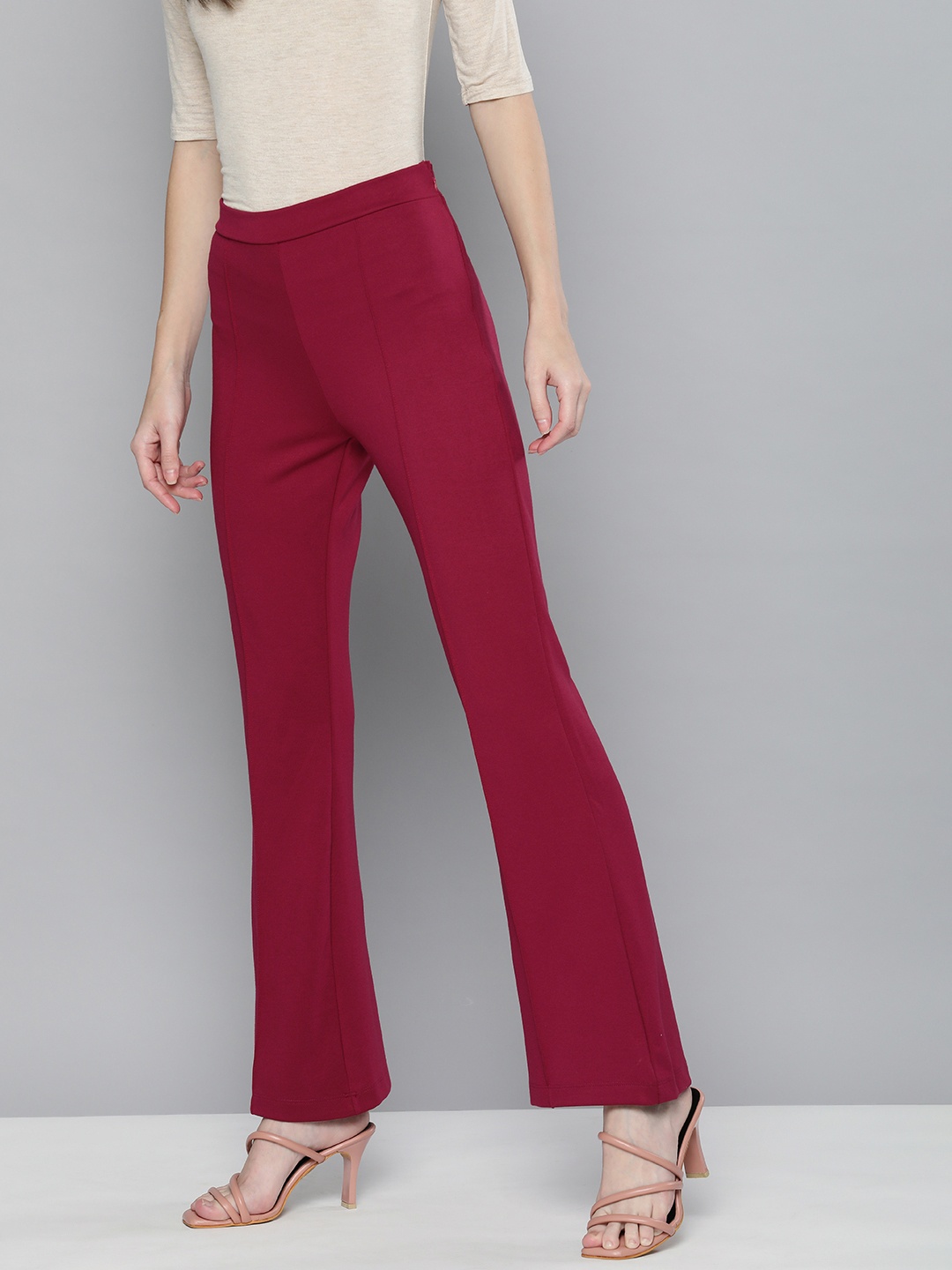 

HERE&NOW Women Bootcut Trousers, Fuchsia