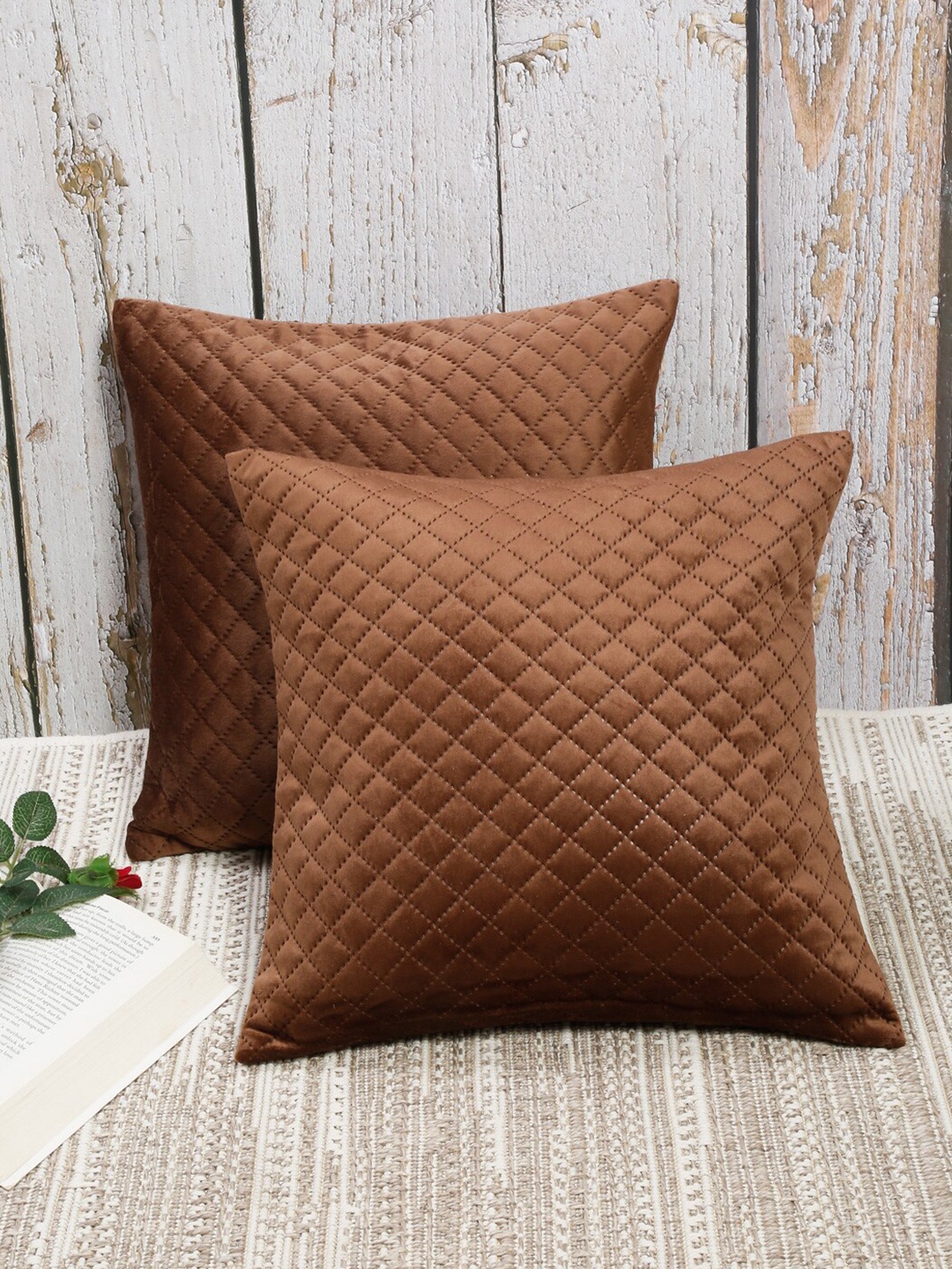 

Slushy Mushy Brown Set of 2 Geometric Square Cushion Covers