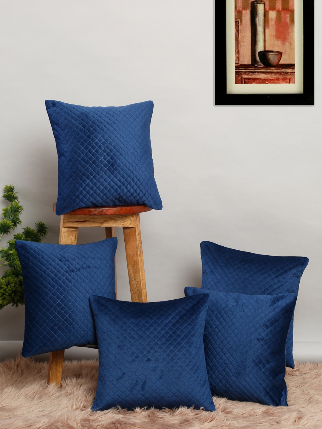 

Slushy Mushy Blue Set of 5 Geometric Square Cushion Covers