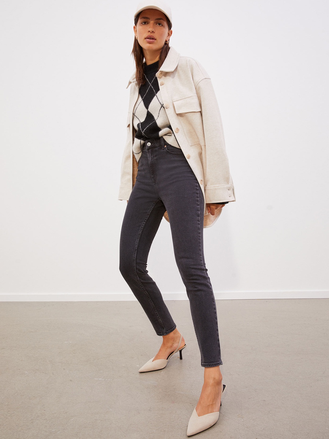 

H&M Women Charcoal Grey Skinny High Jeans