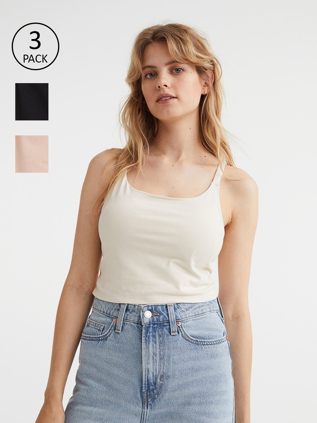 

H&M MAMA 2 Pack Nursing Tops, Beige