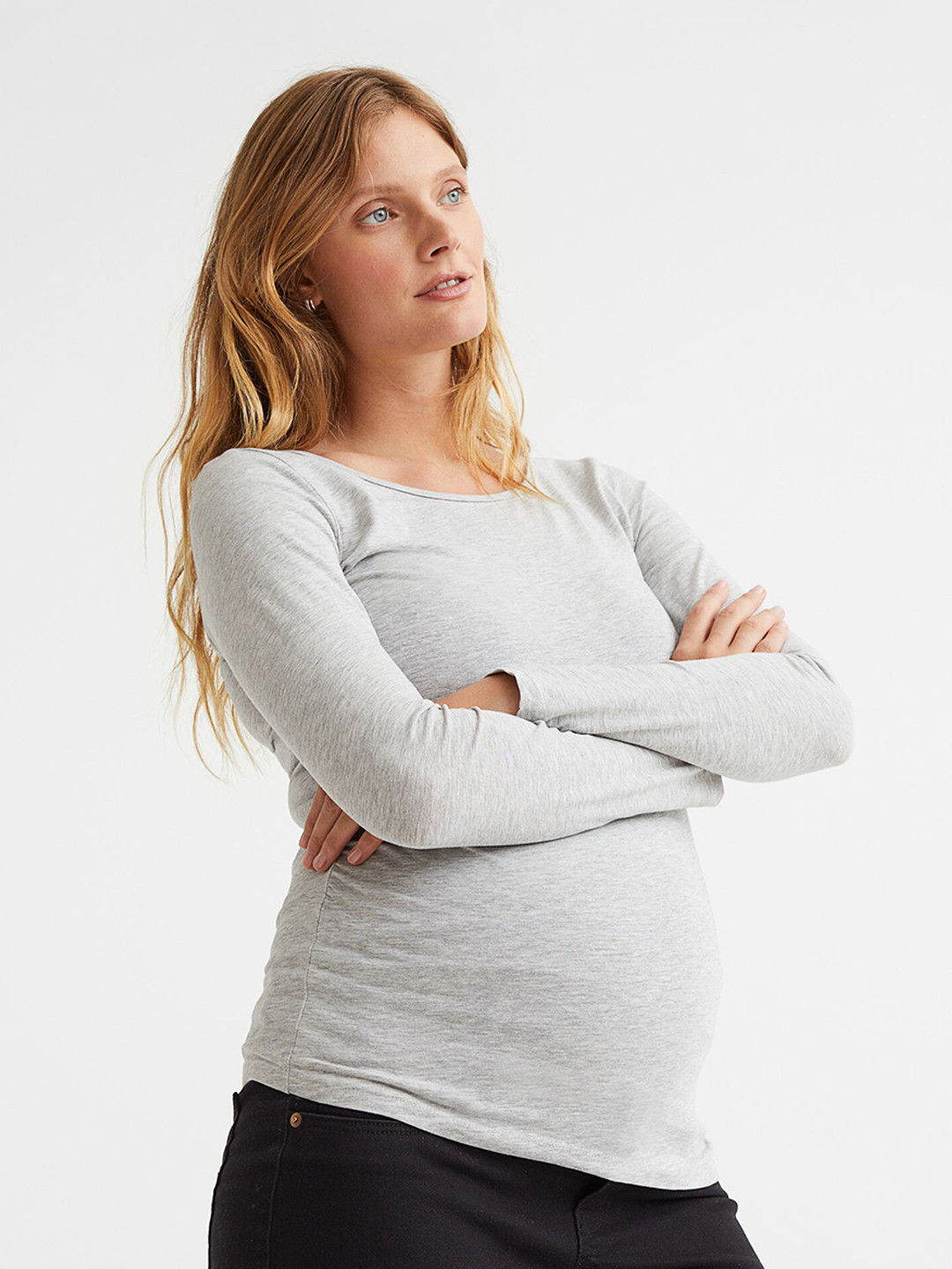 

H&M Women Grey MAMA Long-Sleeved Jersey Top