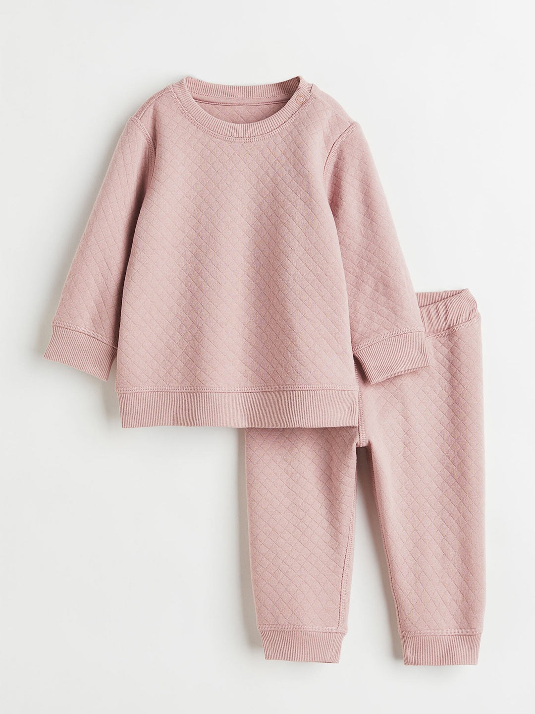 

H&M Girls Pink Solid 2-Piece Quilted Set